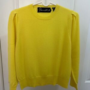 Parrish LA Wool Cashmere Puff-Shoulder Sweater – Yellow – M